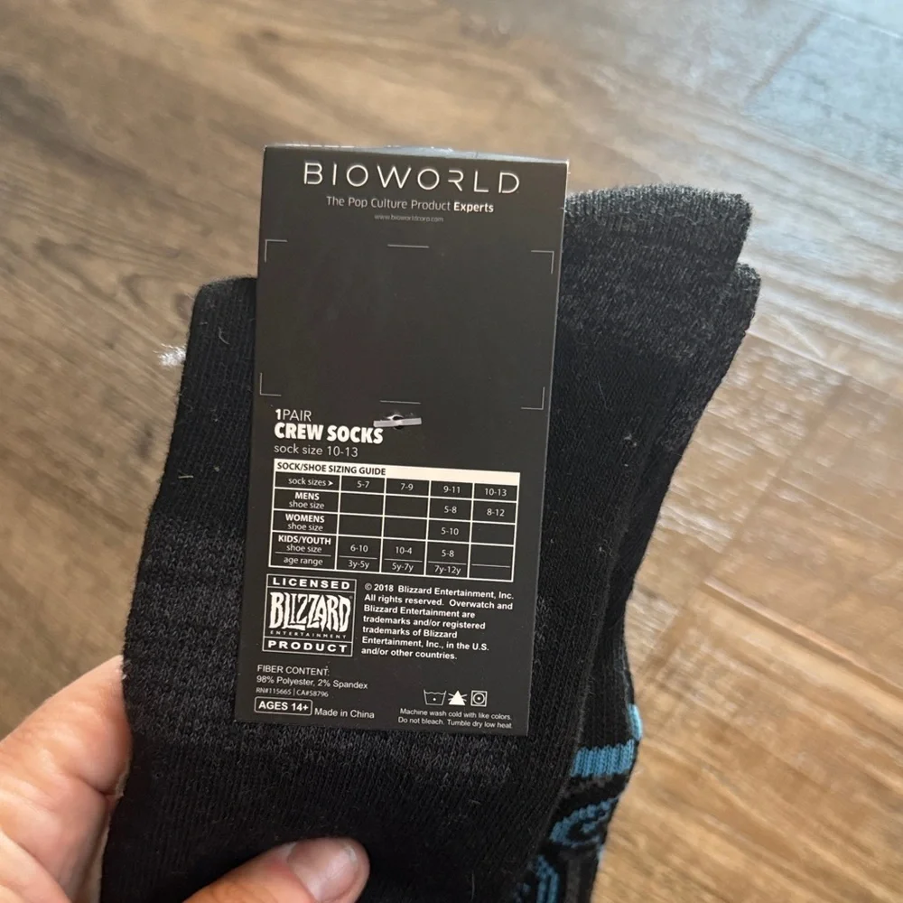 NWT Blizzard Black and Blue Crew Socks
